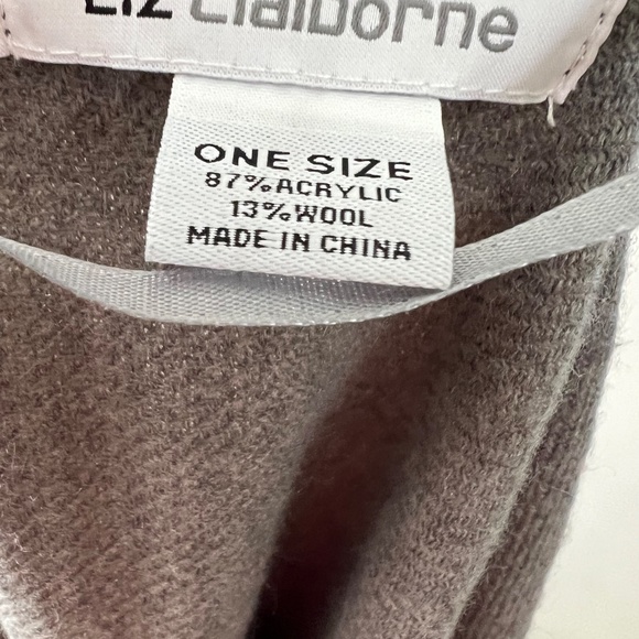 Liz Claiborne Wrap Shawl Grey Stripes with Fringe edging NWOT acrylic/wool - Picture 12 of 16